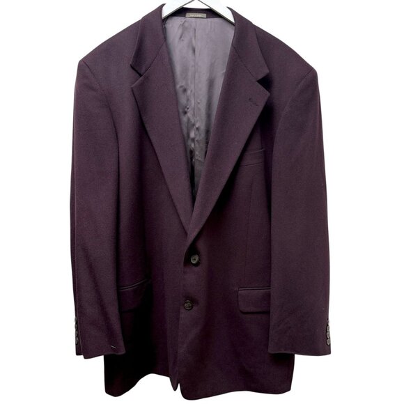 CALVIN KLEIN Luxury Mens Sport Coat Size 46L Cashmere Wool Plum Purple Blazer - Picture 1 of 16